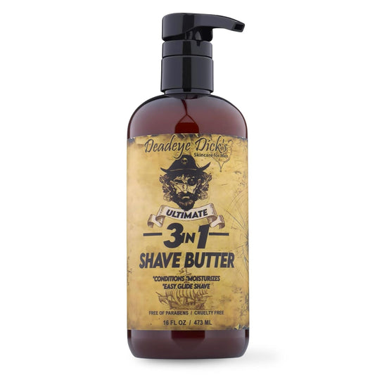 DeadeyeDick's 3-in-1 Shave Butter | Natural Shave Cream for Face, Head & Body | Gentle, Non-Irritating Formula for All Skin Types | 16 FL OZ