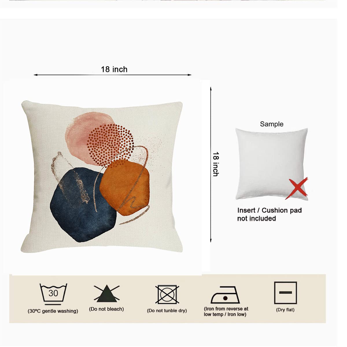 Jartinle Burnt Orange Abstract Throw Pillow Covers 18x18 Set of 4 Mid Century Modern Pillow Covers Geometric Minimalist Decor for Couch Home Decor