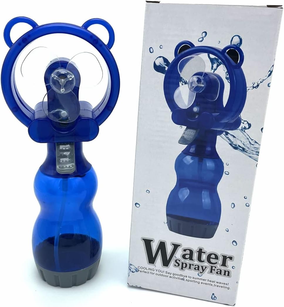 Water Misting Fan Portable Handheld Spray Fans Battery Operated for Outdoor Cooling- Set of 3 (Blue/Green/Red)