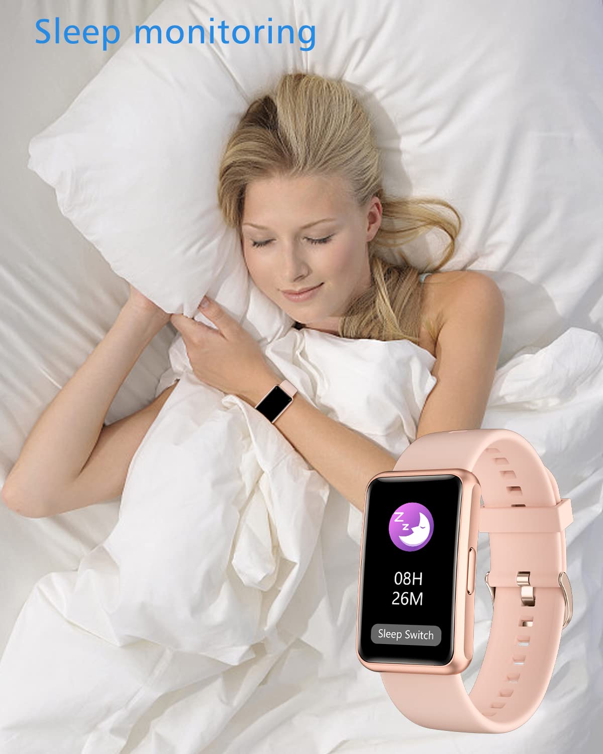 Cloudpoem Fitness Tracker No Bluetooth No APP/Phone Required, Fitness Watch for Men Women Parents Pedometer Watch with Sleep Tracker Steps Counter Alarm Clocks IP68 Waterproof (Pink)