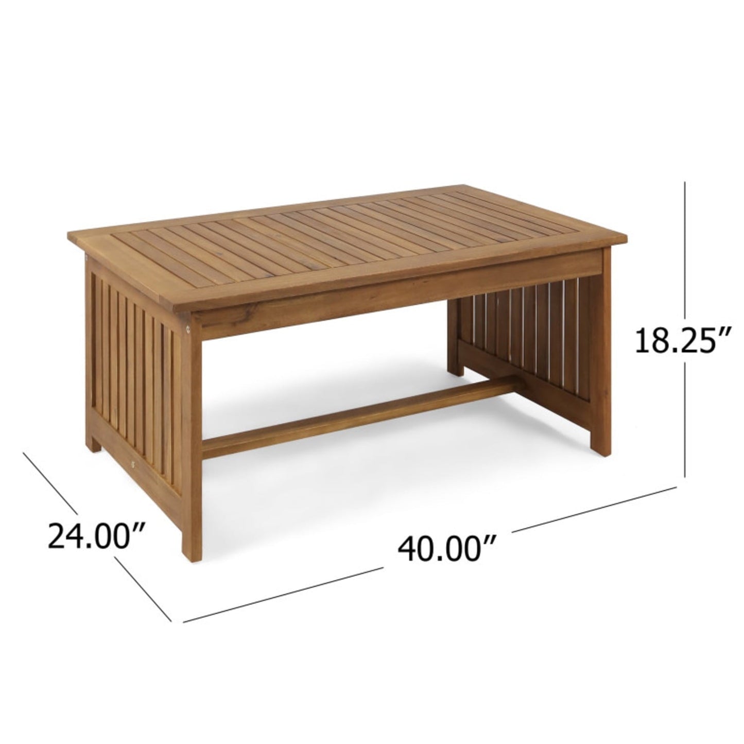 Acacia Outdoor Coffee Table, Handcrafted 40" Long Patio