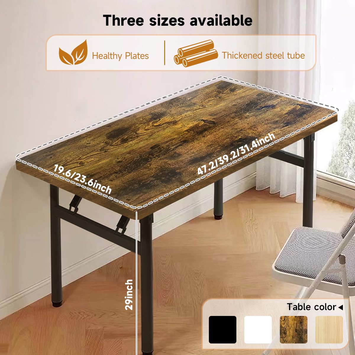 XUEGW Computer Desk Study Table No Assembly Required, Writing Computer Desk Space Saving Foldable Table Suitable for Bedroom, Study, Living Room...