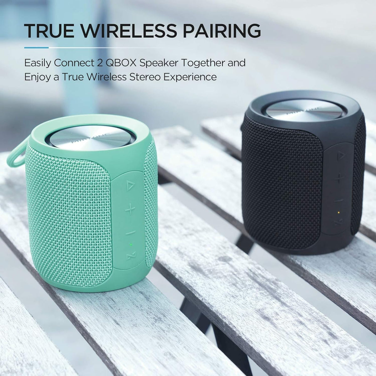 MIATONE QBOX - 16W Bluetooth Speaker IP67 Waterproof Speaker with Deep Bass, Portable Speakers for Beach Camping Accessories, Gifts for Men Fathers Him - Black