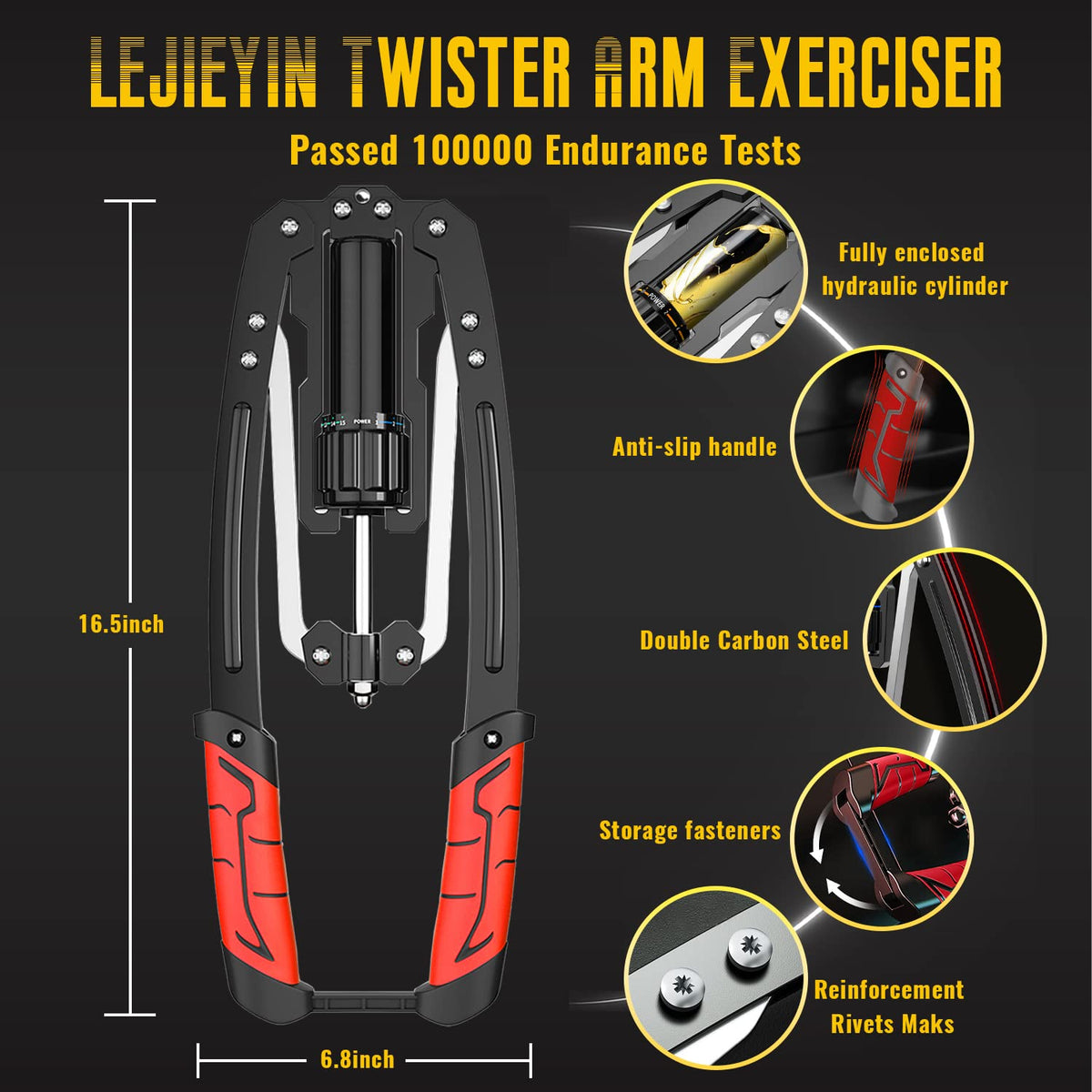 Twister Arm Exerciser - Adjustable 22-440lbs Hydraulic Power/Home Chest Expander/Shoulder Muscle Training Fitness Equipment/Arm Enhanced Exercise Strengthener (Red)