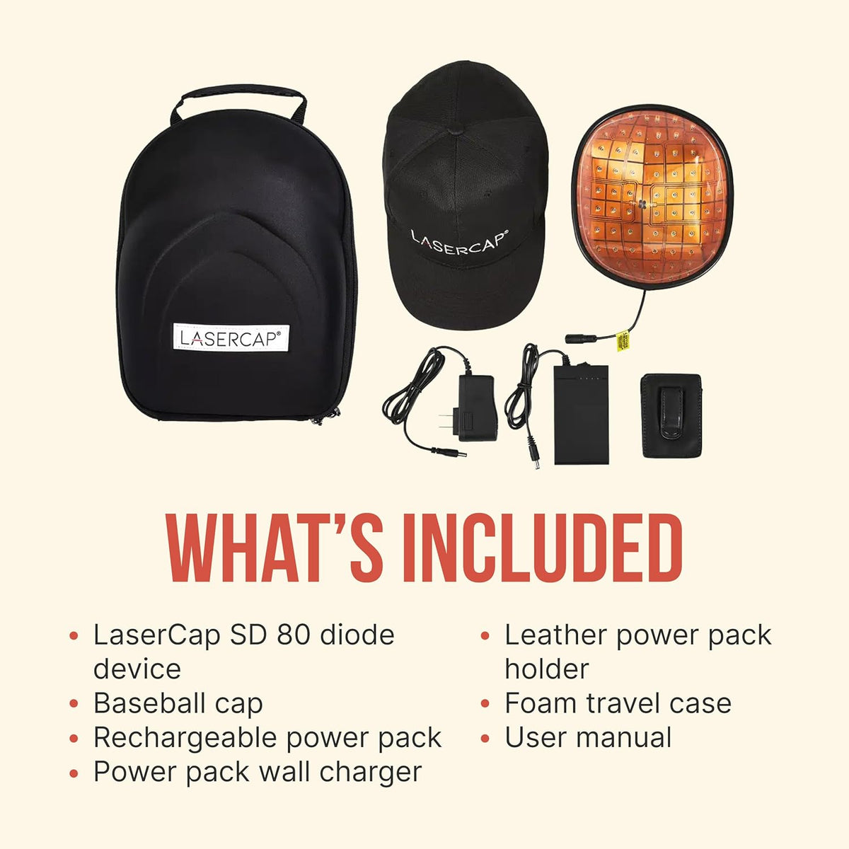 LaserCap SD Red Light Therapy Cap – Wearable Light Device for Thinning Hair – Hands-Free, Rechargeable, Portable Design for Men & Women – Includes Battery Pack & Travel Case