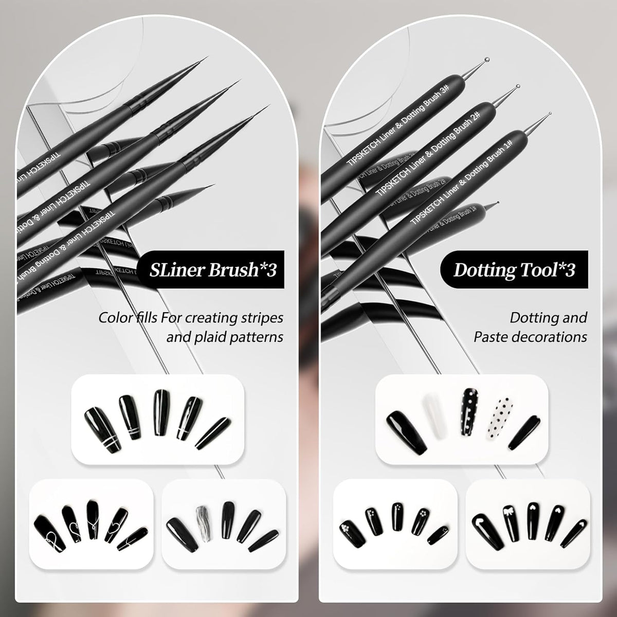 Nail Art Brushes 8pcs Nail Brush For Nail Art With Nail Art Liner Brush and Dotting Pen for Gel Polish Design, French Tips, Detailed Painting, Dotting