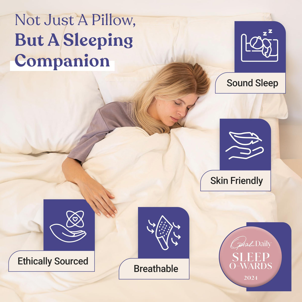 FluffCo Zen Fluff Pillows - Down Alternative King Size Pillow - Bed Pillow for Sleeping Made in USA - Luxury Hotel-Quality Pillow - 100% Cotton, 300 Thread Count (King Size Soft 1 Pack)