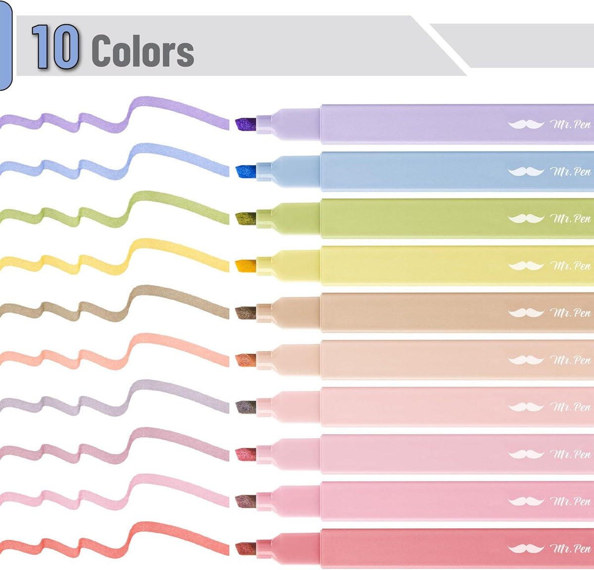 Mr. Pen- Aesthetic Highlighters, 10 pcs, Colorful, Chisel Tip, Cute Highlighters Assorted Colors, Bible Highlighters and Pens No Bleed, No Bleed Highlighters for Bible Pages No Bleed