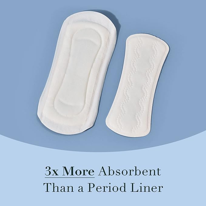 Rael Incontinence Liners for Women, Organic Cotton Cover, Postpartum Essential, Moderate Absorbency, Bladder Control, 4-Layer Core with Leak Guard Technology (Regular, 48 Count)