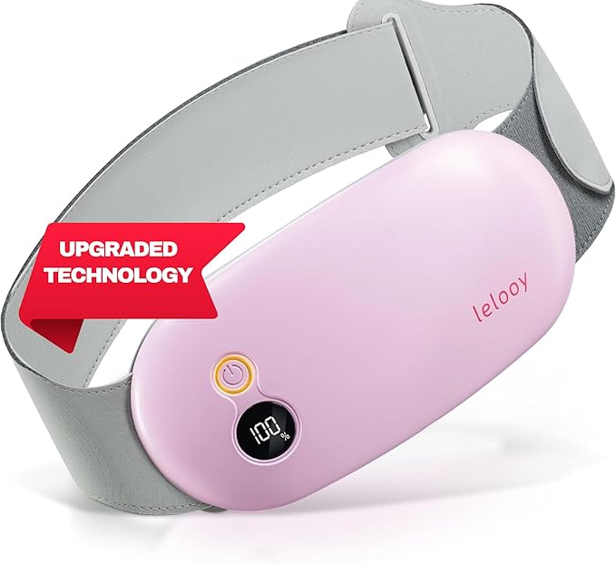 LELOOY® Portable Menstrual Heating Pad - Wireless Rechargeable Cordless Heat Therapy Massager for Period Cramps Relief - Travel-Friendly Wearable Pain Relief Device