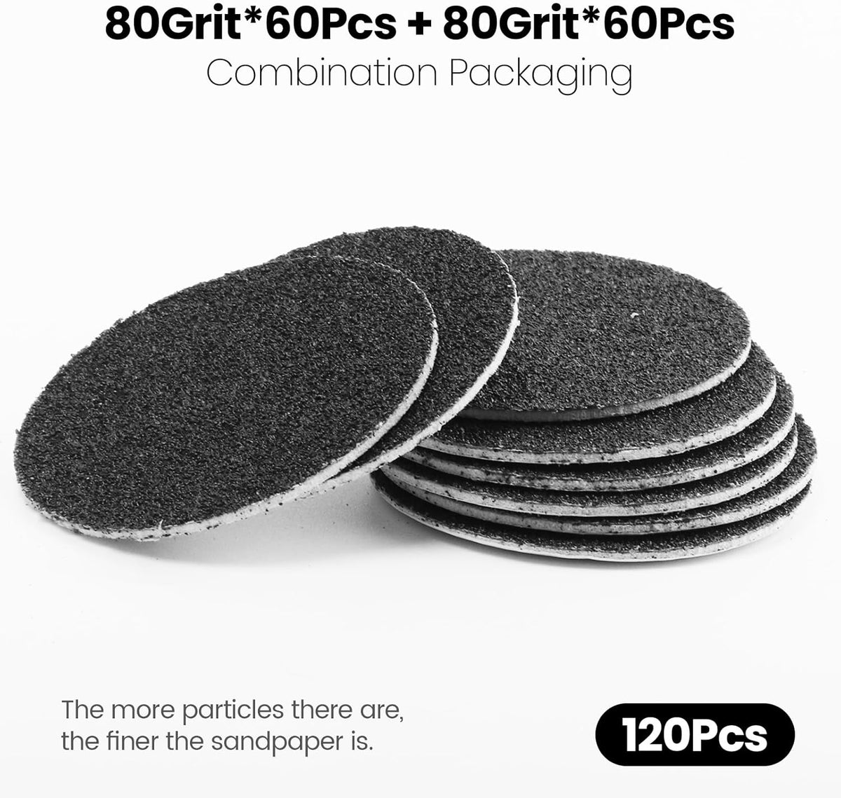 120pcs Replacement Sandpaper Refill Discs for Electric Foot File Callus Remover Tool for Men Women Dead Cracked Hard Skin (80 Grit+80 Grit)