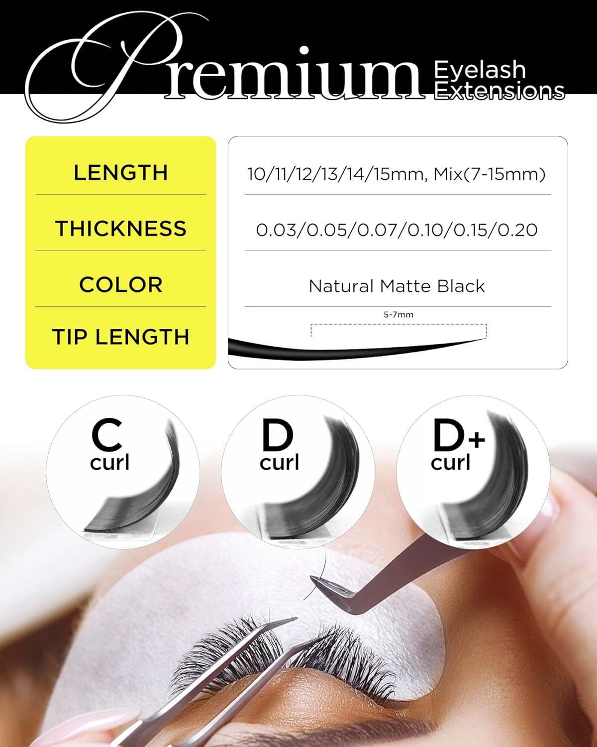 BEYELIAN Eyelash Extension Natural Matte Black 0.20 D Curl 7-15mm Mixed Tray Easy Fan Lash Extensions Volume Lashes Professional Use (0.20 D 7-15mm Mix)