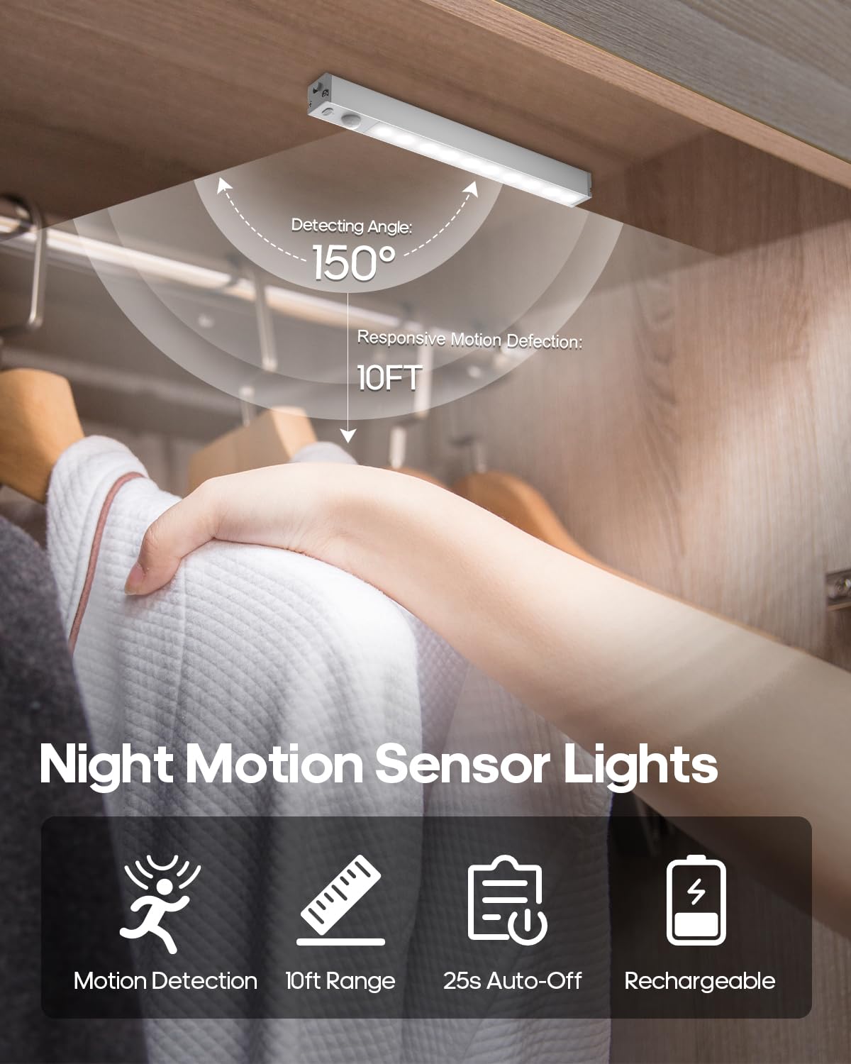 Goodea 6 Pack Led Under Cabinet Lights Wireless with Charging Station, 7’’ Rechargeable Motion Sensor Light Indoor, Dimmable Closet Lights for Cabinets, Bookshelf, Stair, Hallway