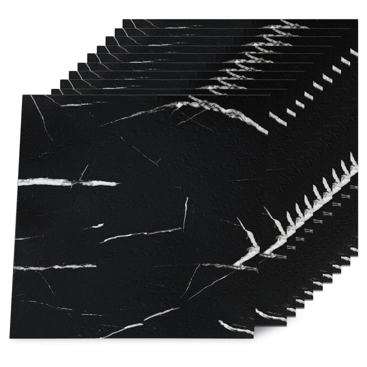 Yipscazo 32-Pack Peel and Stick Floor Tiles, 12" x 12" Diamond Black Vinyl Flooring, Waterproof Self Adhesive Tile for Bathroom, Kitchen, RV, DIY Renovation