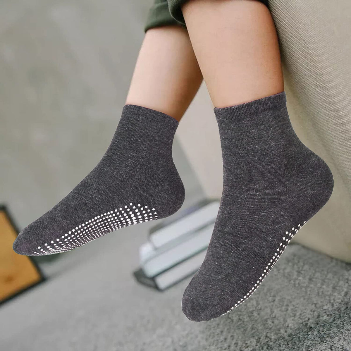 SkiBeaut Toddler Boys Socks- Kids Grips 12 Pairs Non Slip Skids Toddlers Girls Socks with Grippers for 3-5 Years