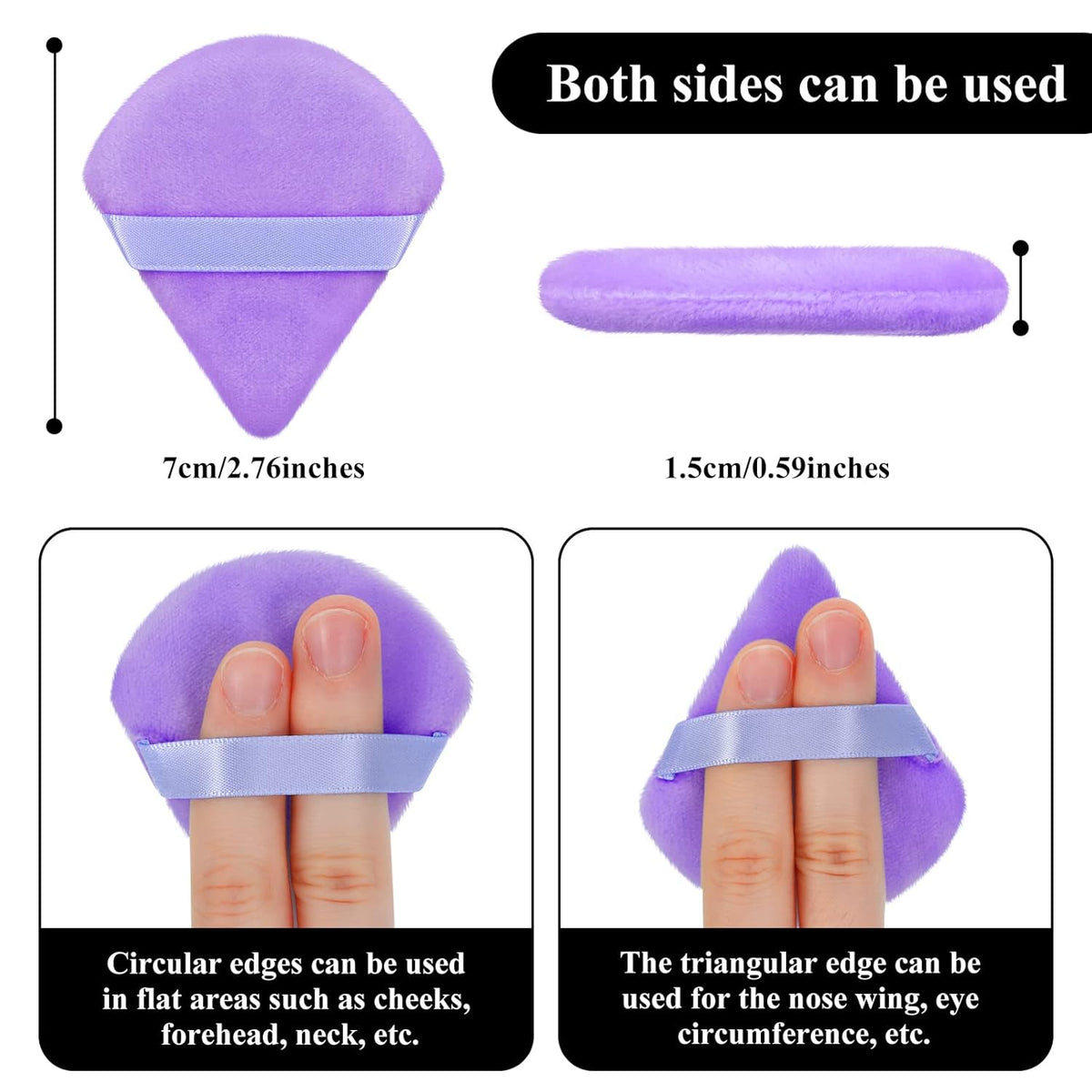 Maitys 12 Pieces Powder Puff Triangle Face Makeup Cosmetic for Loose Powder Soft Body Washable Reusable Foundation Sponge Mineral Wet Dry Makeup Tool for Women(Small,Purple)