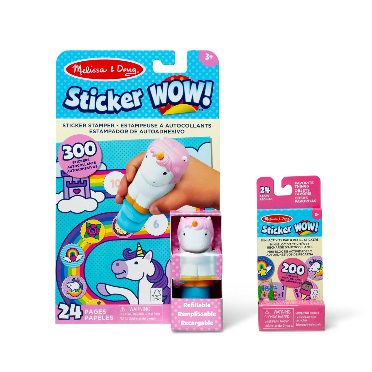 Melissa & Doug Sticker Wow!™ 24-Page Activity Pad and Sticker Stamper, 300 Stickers, Arts and Crafts Fidget Toy Collectible Character – Dinosaur Creative Play Travel Toy for Girls and Boys 3+,