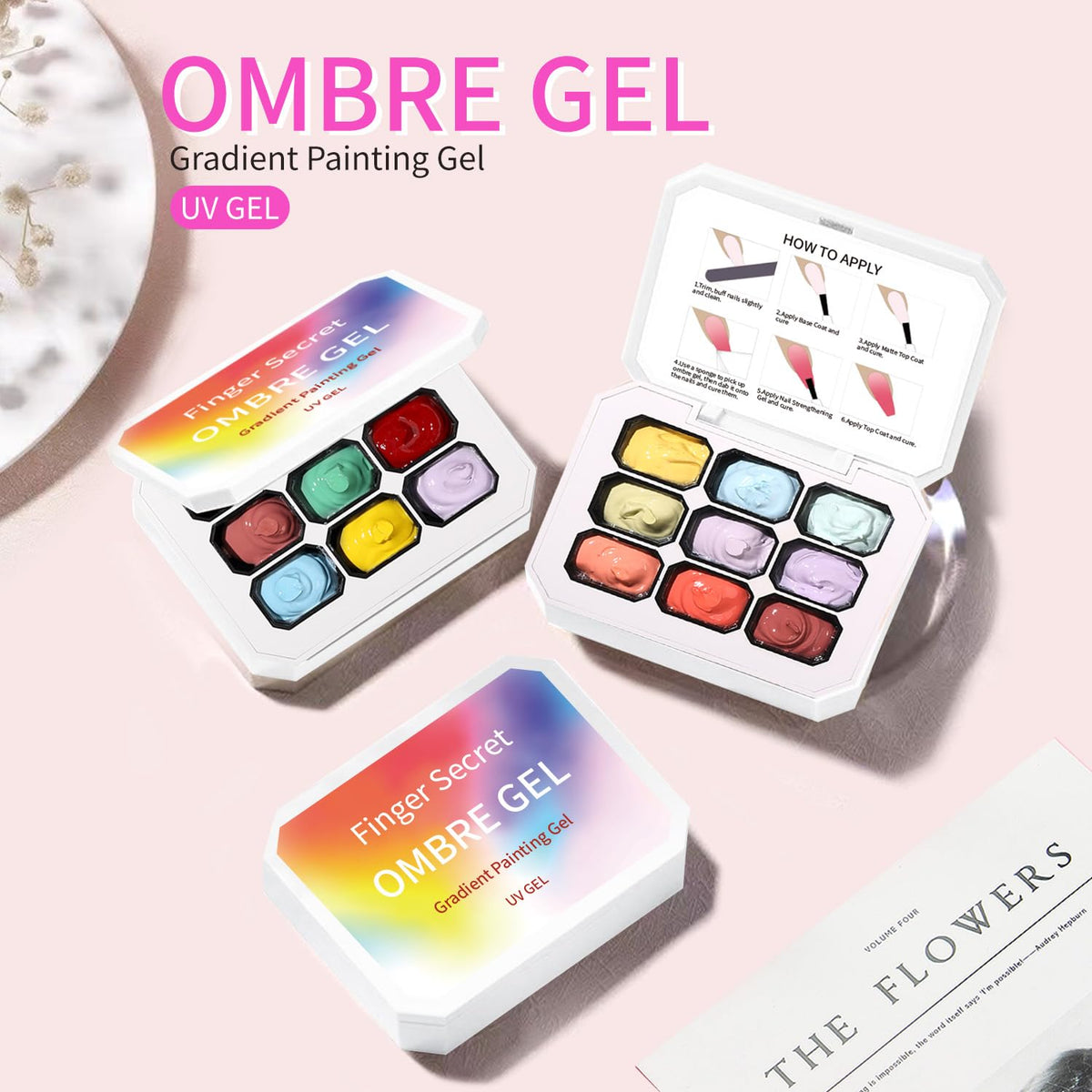 Ombre Gel Nail Polish Nail Sponges for Ombre 9 Series Colorful Blush Effect Gradient Painting Gel for Ombre Nails Multistyle French Manicure Nail Art DIY Home (A13, 1)