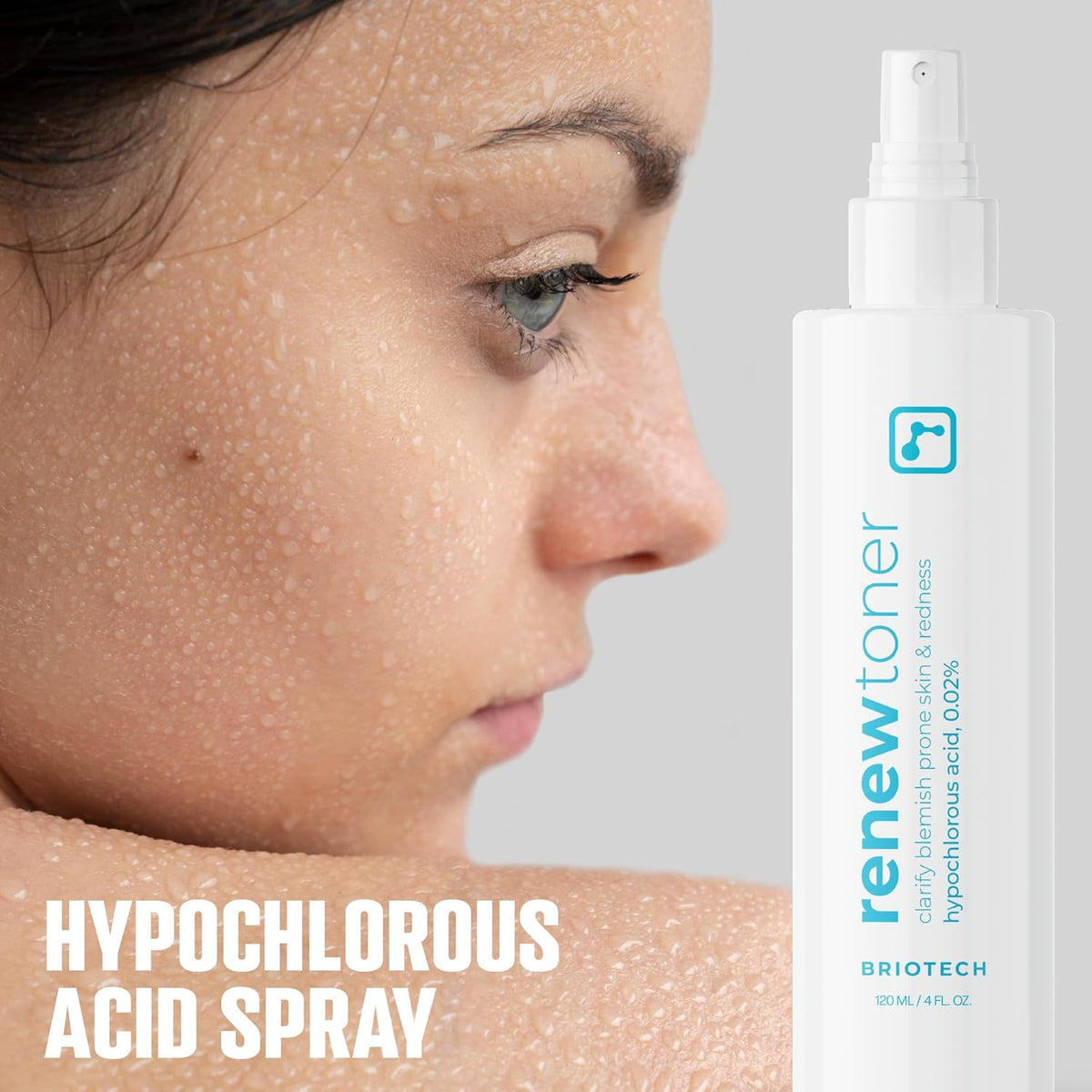 BRIOTECH Renew Toner, Hypochlorous Acid Spray, Minimize Appearance of Blemishes, Soothing Facial Mist for Sensitive Skin, Calm Redness & Bumps, Vegan, 2 fl oz Travel Size (2 Pack)