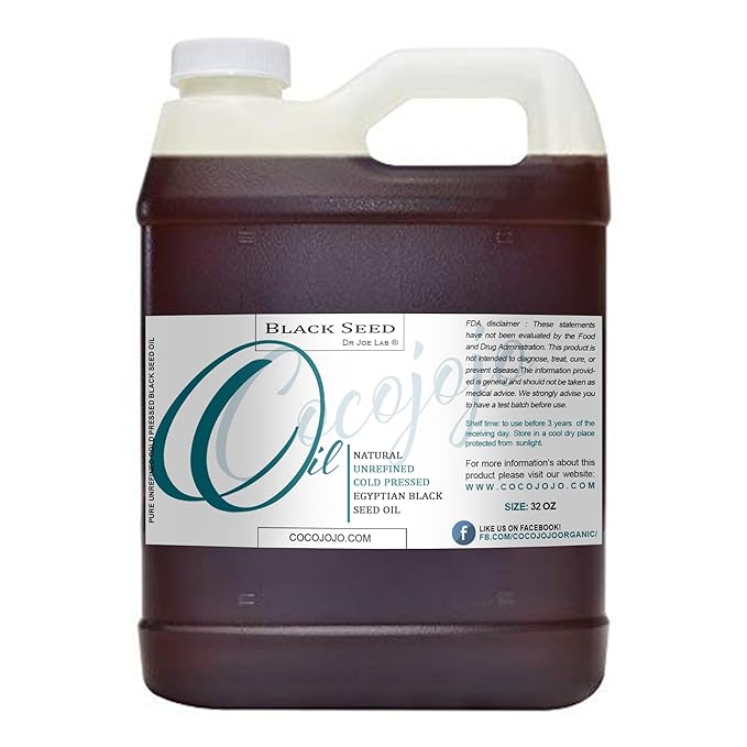cocojojo 32 ounce Black Cumin Oil - Cold Pressed Pure Natural Black Seed Kalonji Oil Hair Beard Face Lips Joint