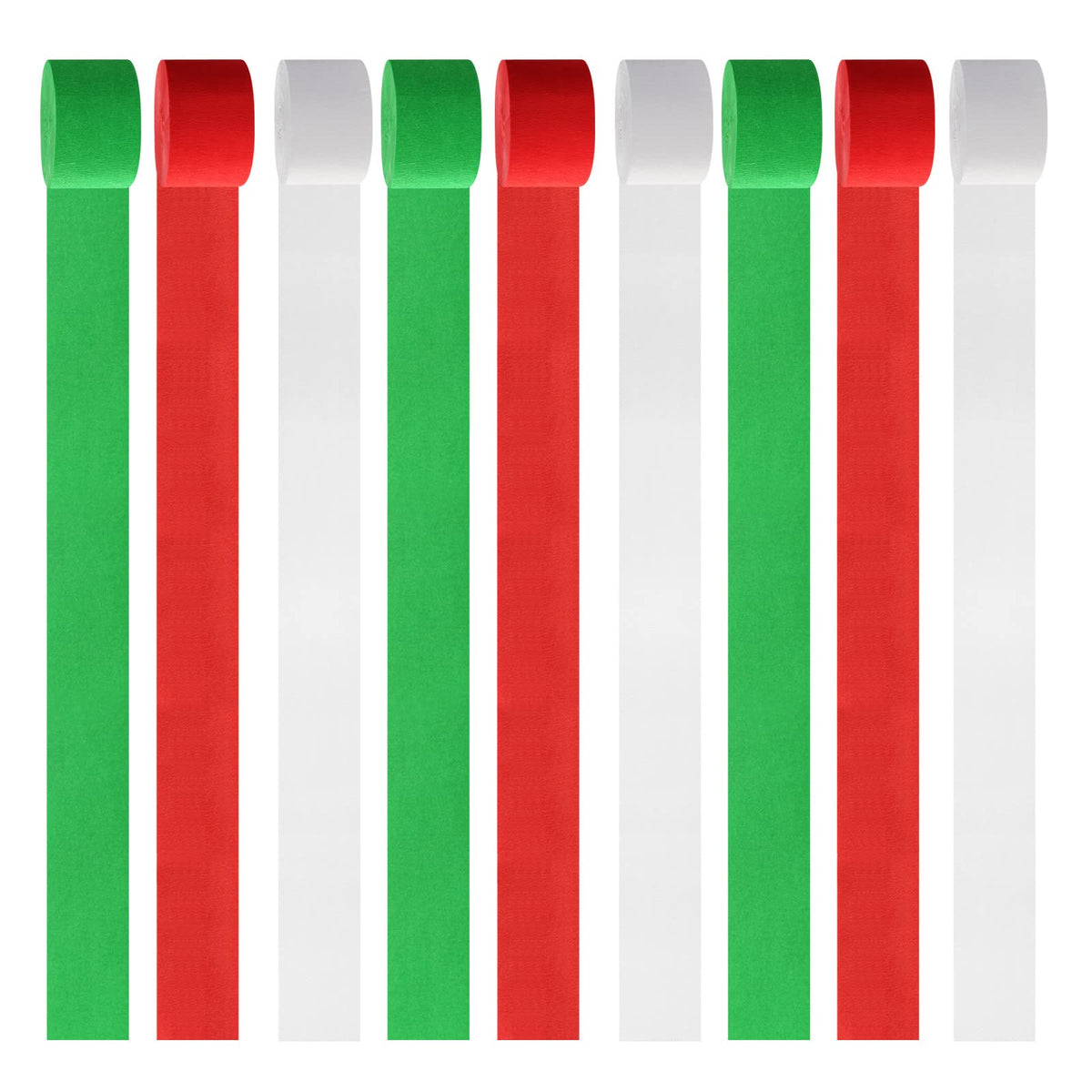 Red-Green White Party-Decorations Christmas Streamers - 9 Rolls New Years,Winter Decor Crepe Tissue Paper Streamer Banners,Mexican Italian Wedding Birthday Baby Bridal Shower Garland Panduola