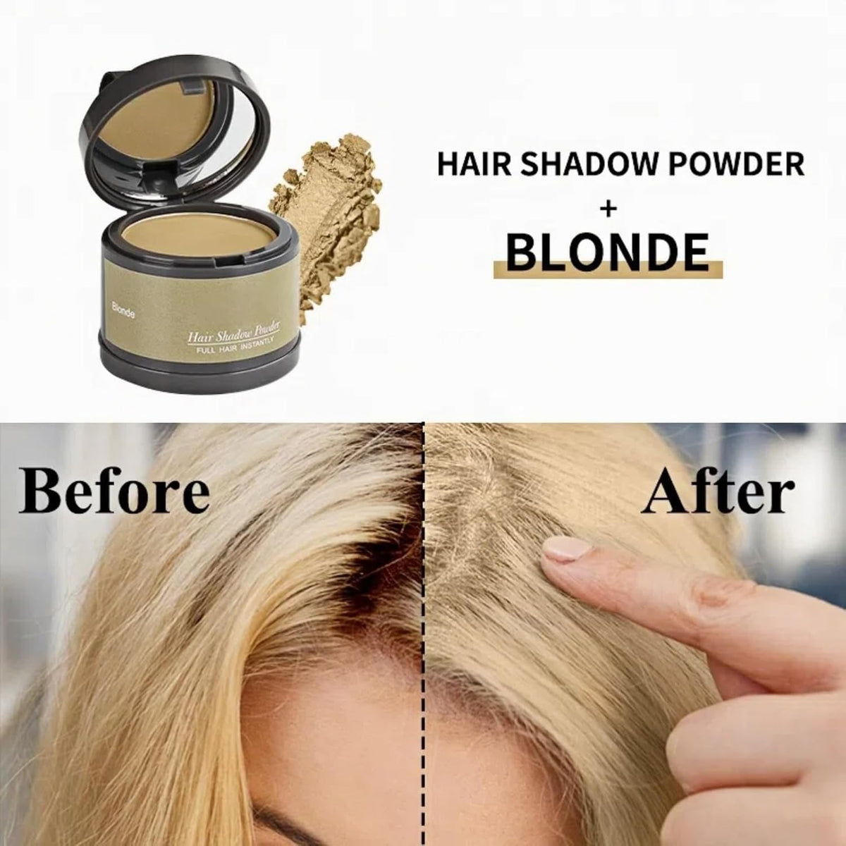 Hairline Powder (Blonde) - Instantly Conceal Gray Roots, Thin Hair Touch-Up, Hair Color Shadow Cover, 4g