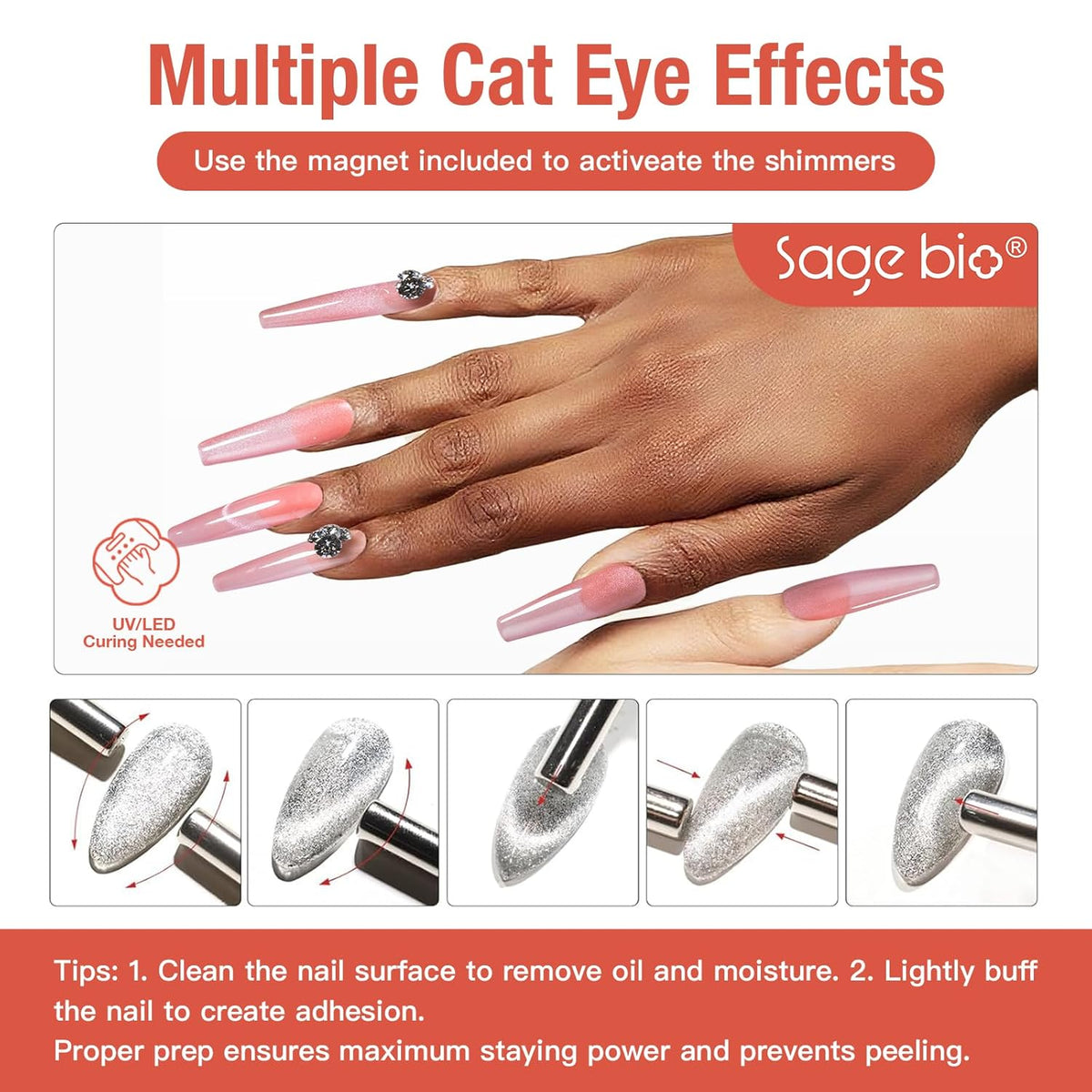 15ml Cat Eye Gel Nail Polish with Magnet Shimmer Glass Bead Effect 11