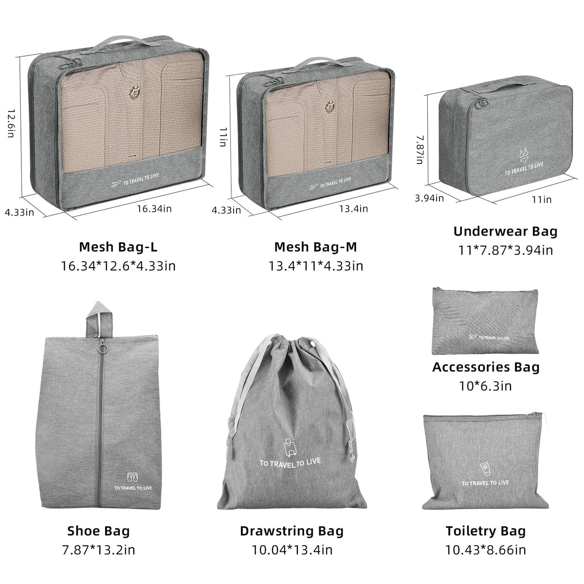 AQUAVOY Packing Cubes, 7 Set Packing Cubes for Travel, Suitcase Organizer Bags Set, Fabric Travel Cubes for Packing Luggage Organizers Bag, Traveling Organizer Bags for Luggage, Kids