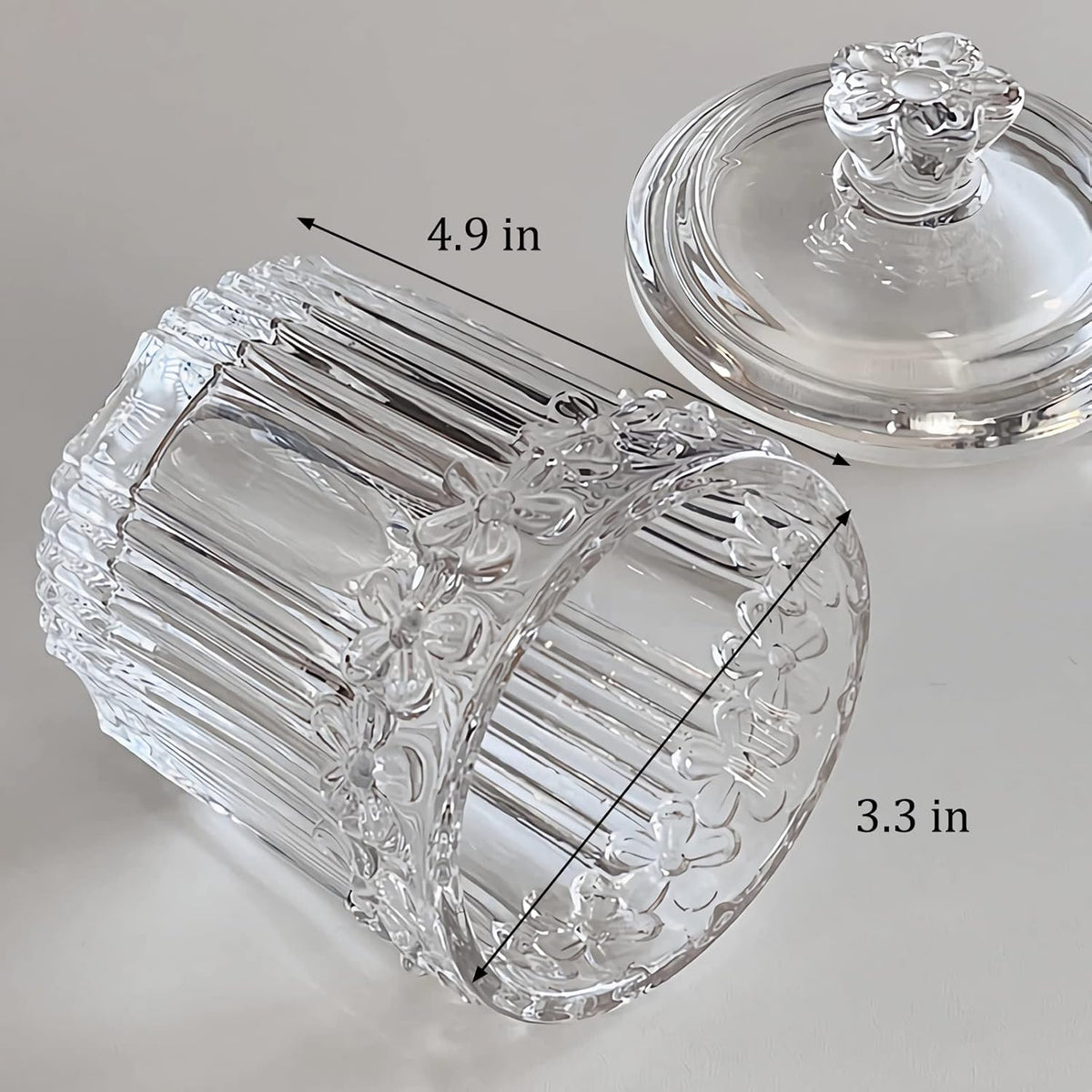 2 Pack Qtip Holder Glass Apothecary Jars with Lids Bathroom Accessories Vanity Organizers and Makeup Storage Canister for Cotton Swabs, Balls, Pads, Floss Picks, Candy, Clear