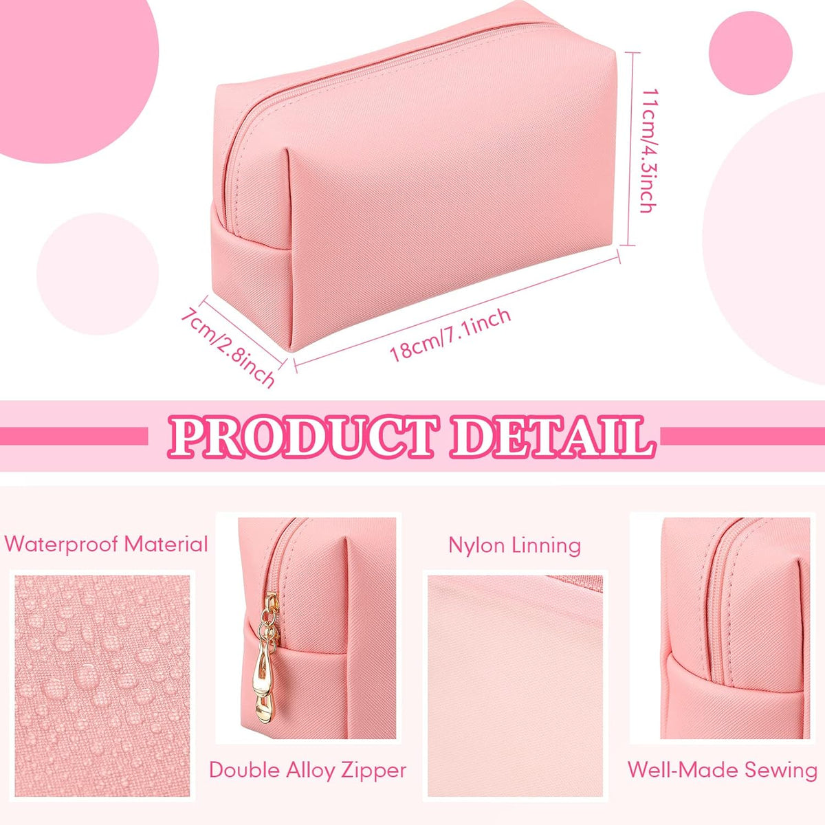 Kigeli 15 Pcs Aesthetic Makeup Bags PU Leather Cosmetic Pouches Waterproof Plain Toiletry Bags Makeup Pouches Bulk for Women Party Gift Travel Storage Organizer(Pink)