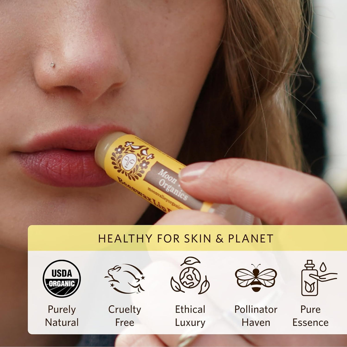Moon Valley Organics Beeswax Lip Balm for Moisturizing Lips and Cuticles (Coconut Lime | Honey | Mint Vanilla | Vanilla (2) | Blackberry, 6-Pack)