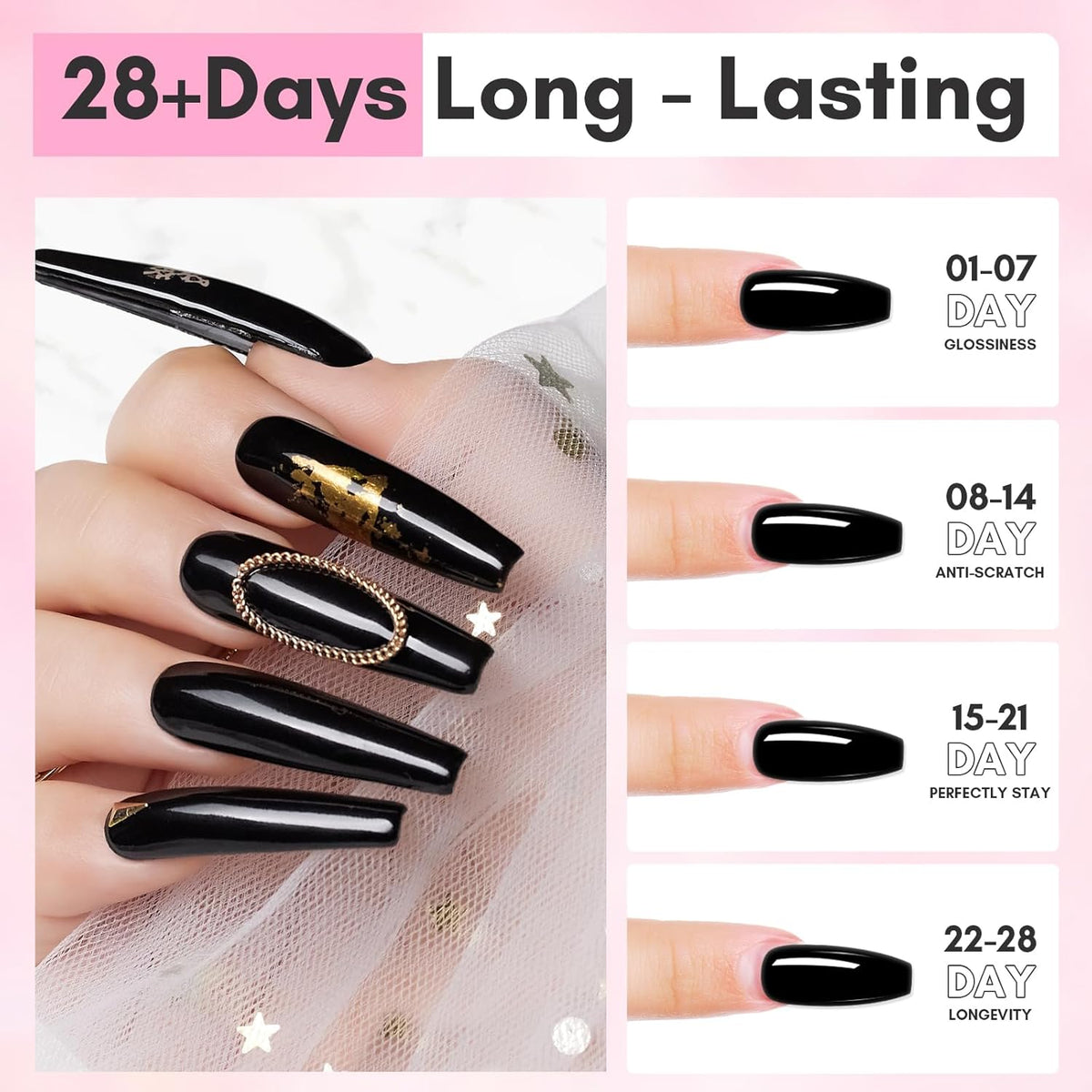 Makartt Poly Nail Gel Set: 2 Colors 50ML, Sheer Black and Milky White, Strong Builder for Extension, Strengthener, 3D Diy, Broken Nails Repair, French Manicures Salon Supplies At Home