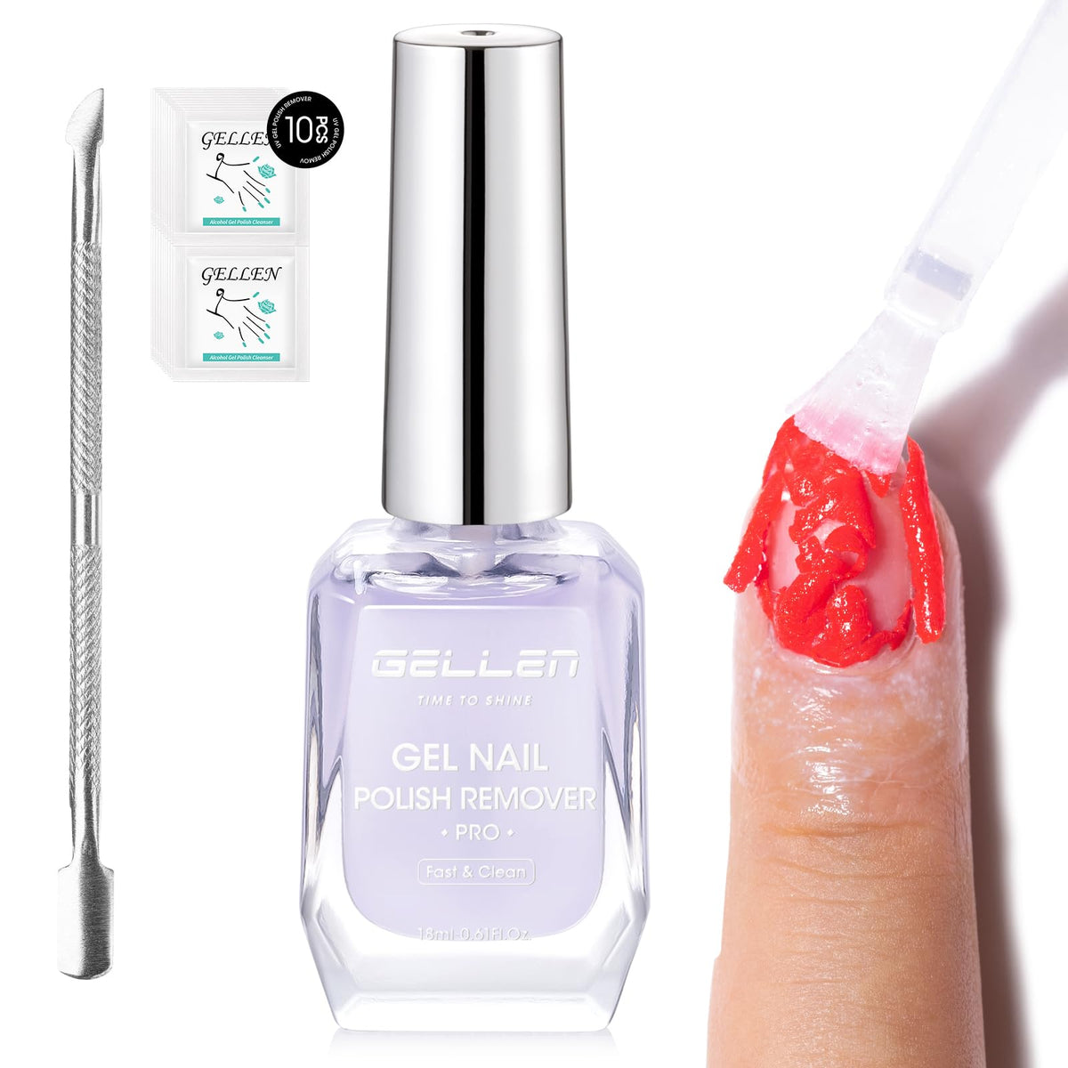 Gellen Gel Nail Polish Remover, Gel Remover for Nails Quickly in 2-5 Minutes, Easy Use No Need to Soak or Wrap, Professional Nail Gel Remover Kit, Gellen Gel Polish Remover Pro