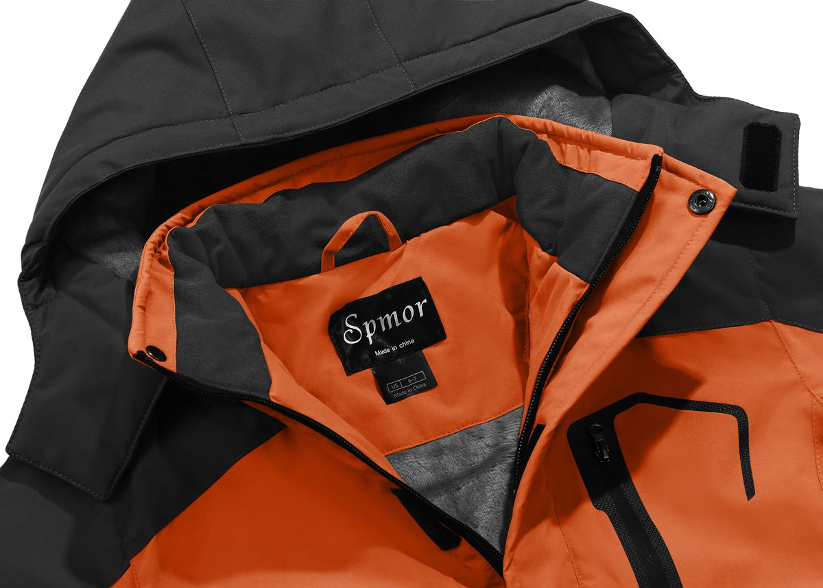 Spmor Boys Waterproof Ski Jacket Warm Coat Windproof Winter Snowboarding Jacket Lily Orange 8