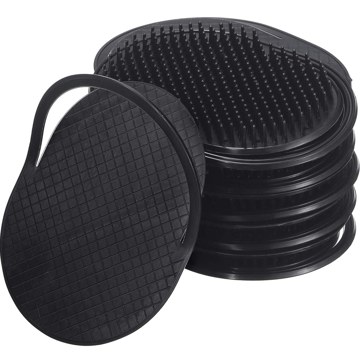 BBTO 12 Pieces Soft Portable Hair Massager Brushes - Shampoo and Grooming Combs for Home, Office, Travel, and Pets (Black)