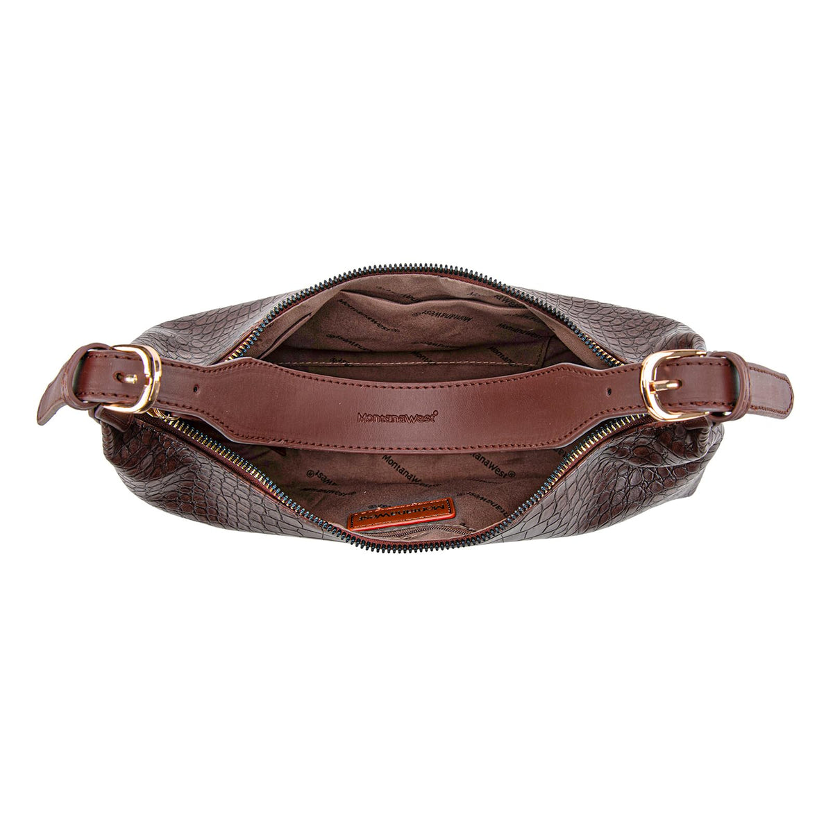 Montana West Shoulder Hobo Bags for Women Crocodile Trendy Purses Vegan Leather Crescent Purses Coffee Gift MWC-0732CF