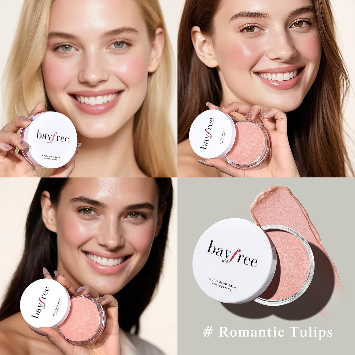 Multi Glow Balm, Cream Blush for Cheeks, Blush Balm Face Makeup, Radiant Finish, Hydrating, Creamy, Lightweight & Blendable Color, Face Makeup, 0.63 Oz (Romantic Tulips)