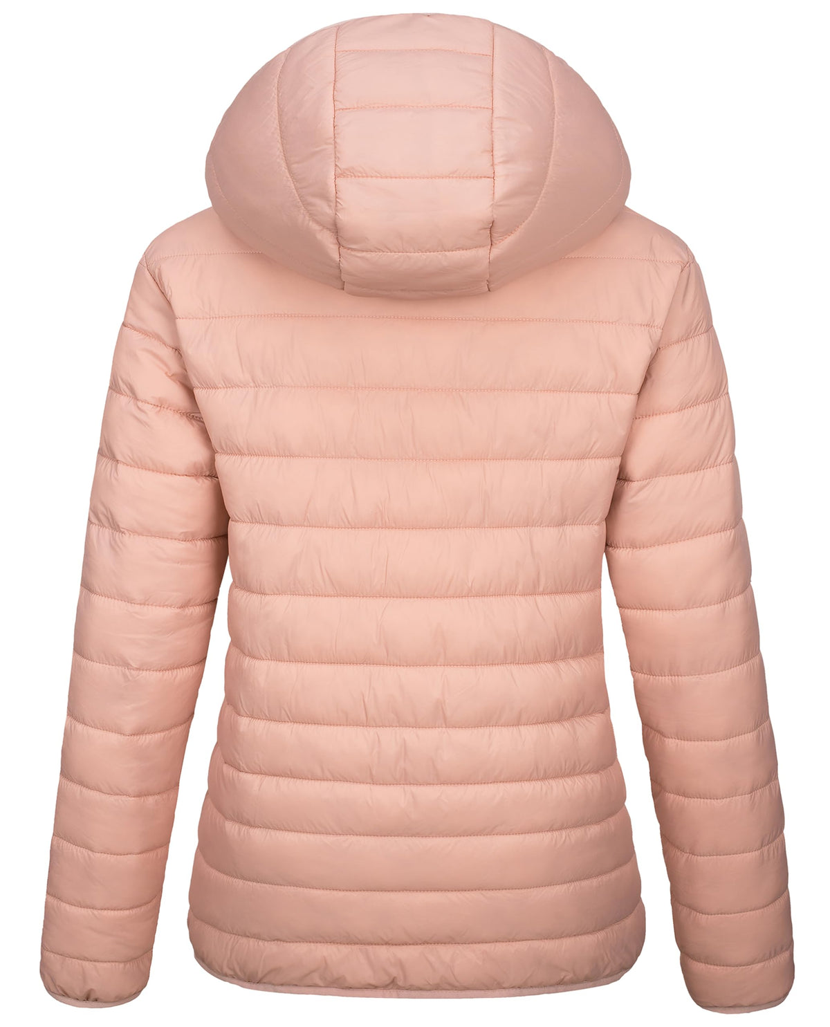 MAGCOMSEN Womens Puffer Jacket Hooded Lightweight Quilted Winter Long Sleeve Water-resistant Zip-up Coat with Inner Pocket, White M