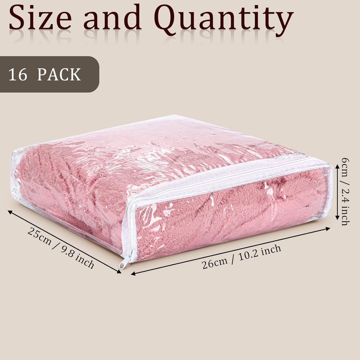 Kingdder 16 Pcs Clear Zippered Storage Bags Plastic Sweater Bags with Zipper 10 x 10 x 2.5 Inch Vinyl Sheet Organizer and Storage for Clothing Blankets Sheet Linen Bed Pillow Cube Organizer