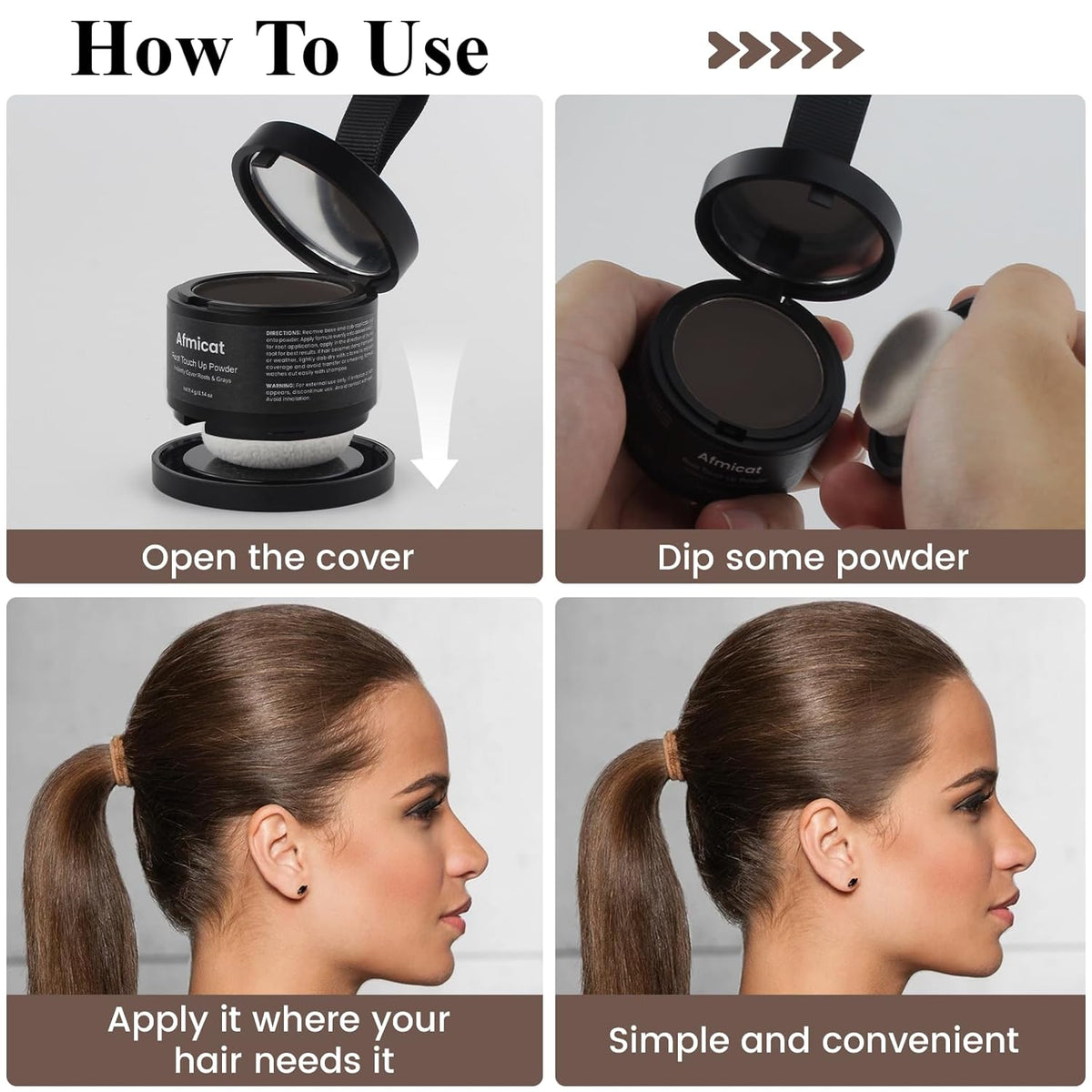 Instant Hairline Powder, Root Touch Up Hair Color for Gray Coverage and Thinning Hair, Root Cover Up Conceals Hair Loss & Bald Spots, Natural and Non-Greasy Hair Color for Women & Men, Dark-Brown