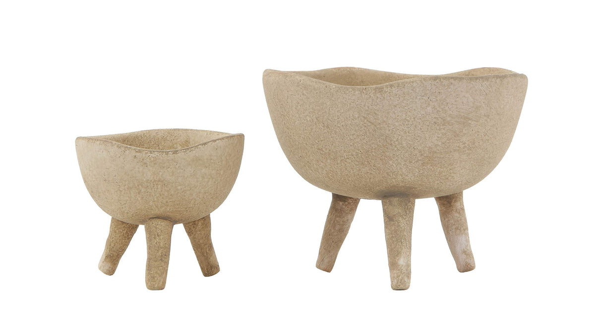 Creative Co-Op Boho Terracotta Footed Bowl with Organic Edge, Matte Taupe