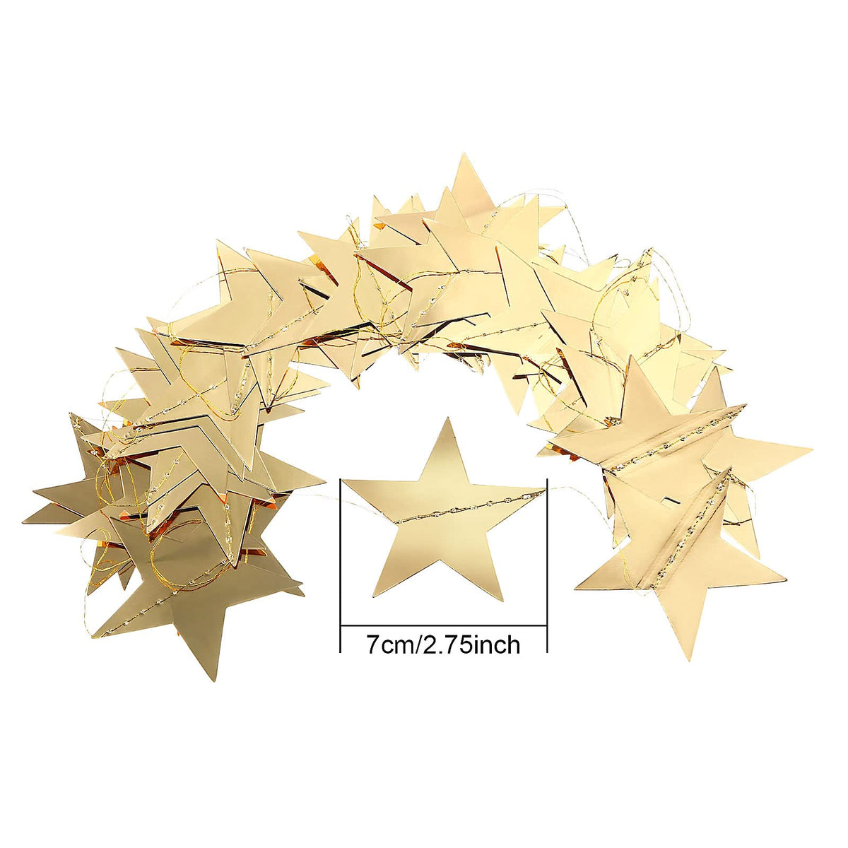 Patelai Glitter Star Garland Banner Decor, 130 Feet Star Hanging Bunting Banner Bright Backdrop for 2025 Graduation Prom Wedding Birthday Christmas Party Supplies(Gold)