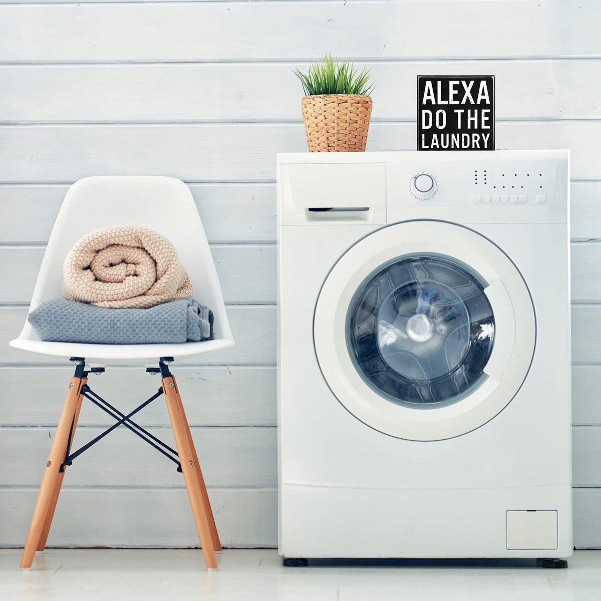 Classic Farmhouse Laundry Decor Funny Wooden Box Sign Rustic Laundry Black White Decorative Box Sign Plaque for Home Bathroom Shelf Decoration(Black Background)