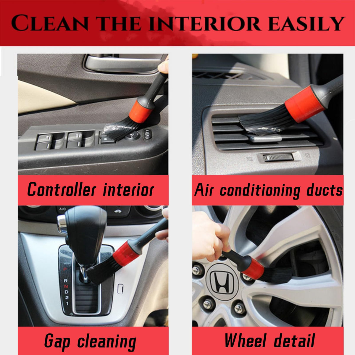 LVSENLIN 10pcs Auto Car Detailing Brush Set,Car Interior Cleaning Kit,Including 5pcs Car Detailing Brushes, 3pcs Wire Brush and 2pcs Different Soft Bristle dusting Brush for car Interior.