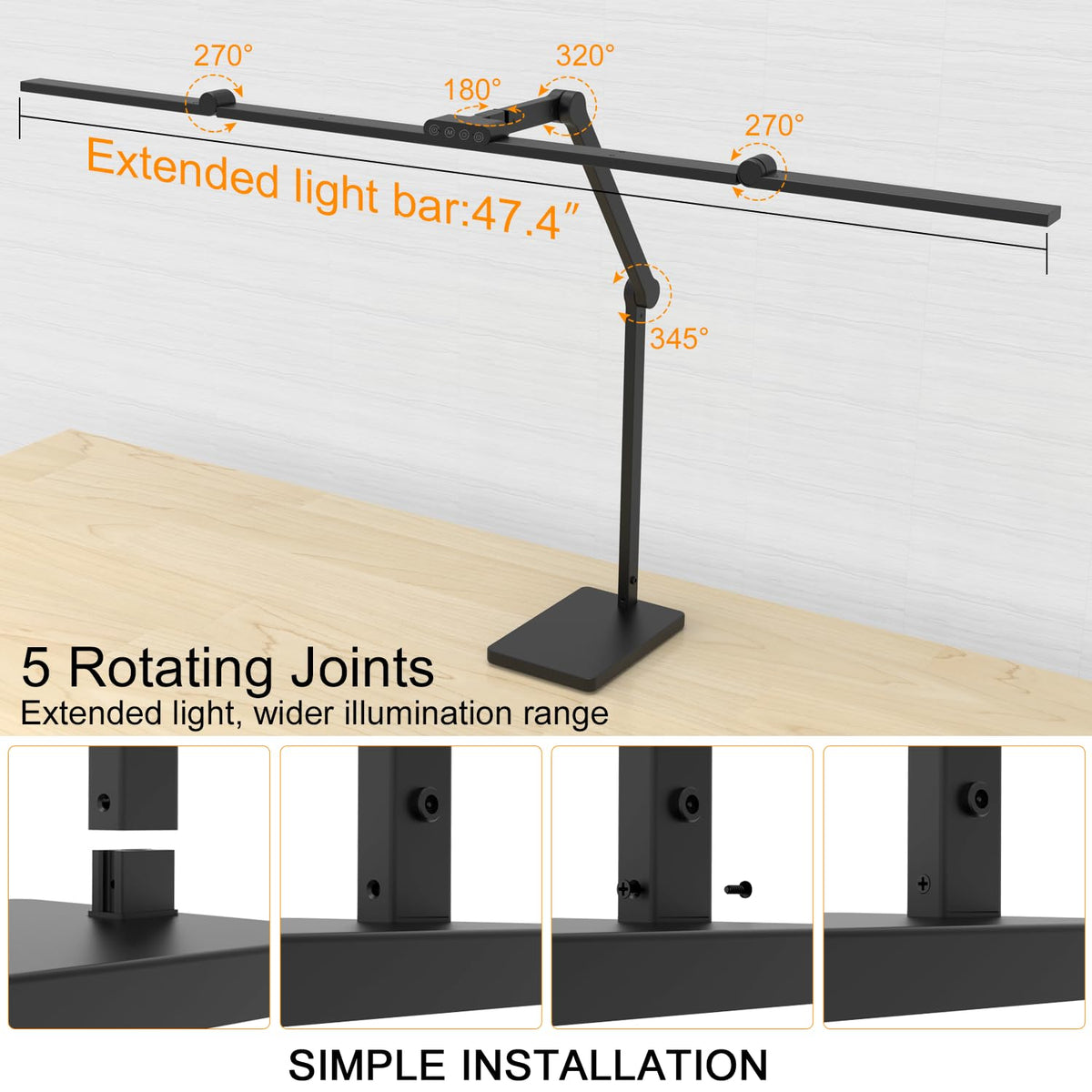 36W 3000LM Ultra Bright Architect Desk Lamp with Base, 47.4Inches Wide Tall Overhead Desk Light for Home Office, Dimmable Table Light with Remote for Desktop Working,Drafting,Reading