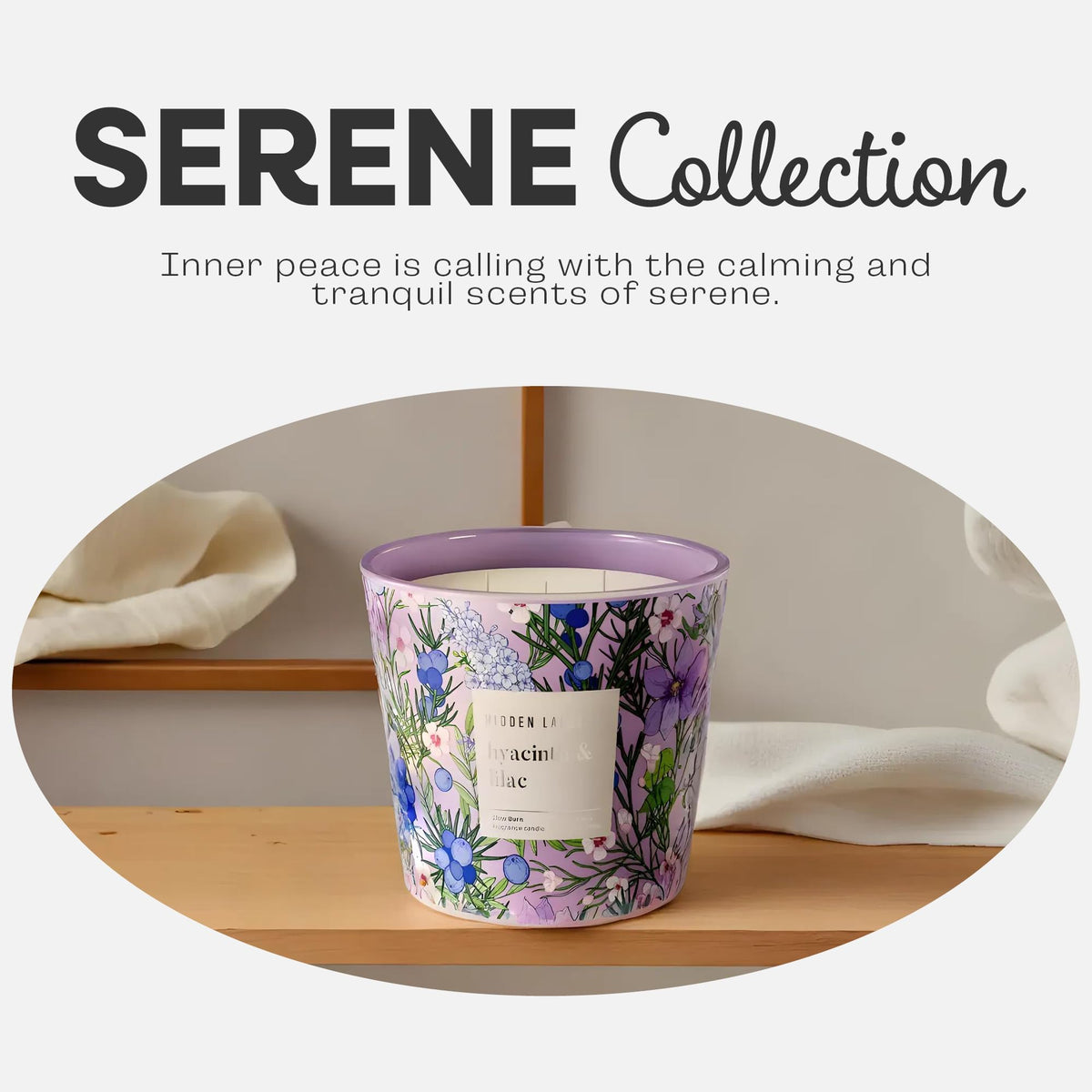 Hidden Label Hyacinth & Lilac Soy Candle, 3 Wick Large Candles for Home Scented, 30oz Natural Soy Candles Non Toxic, 100 Hour Burn Time, Aromatherapy Candle for Stress Relief, SPA, Larger Rooms