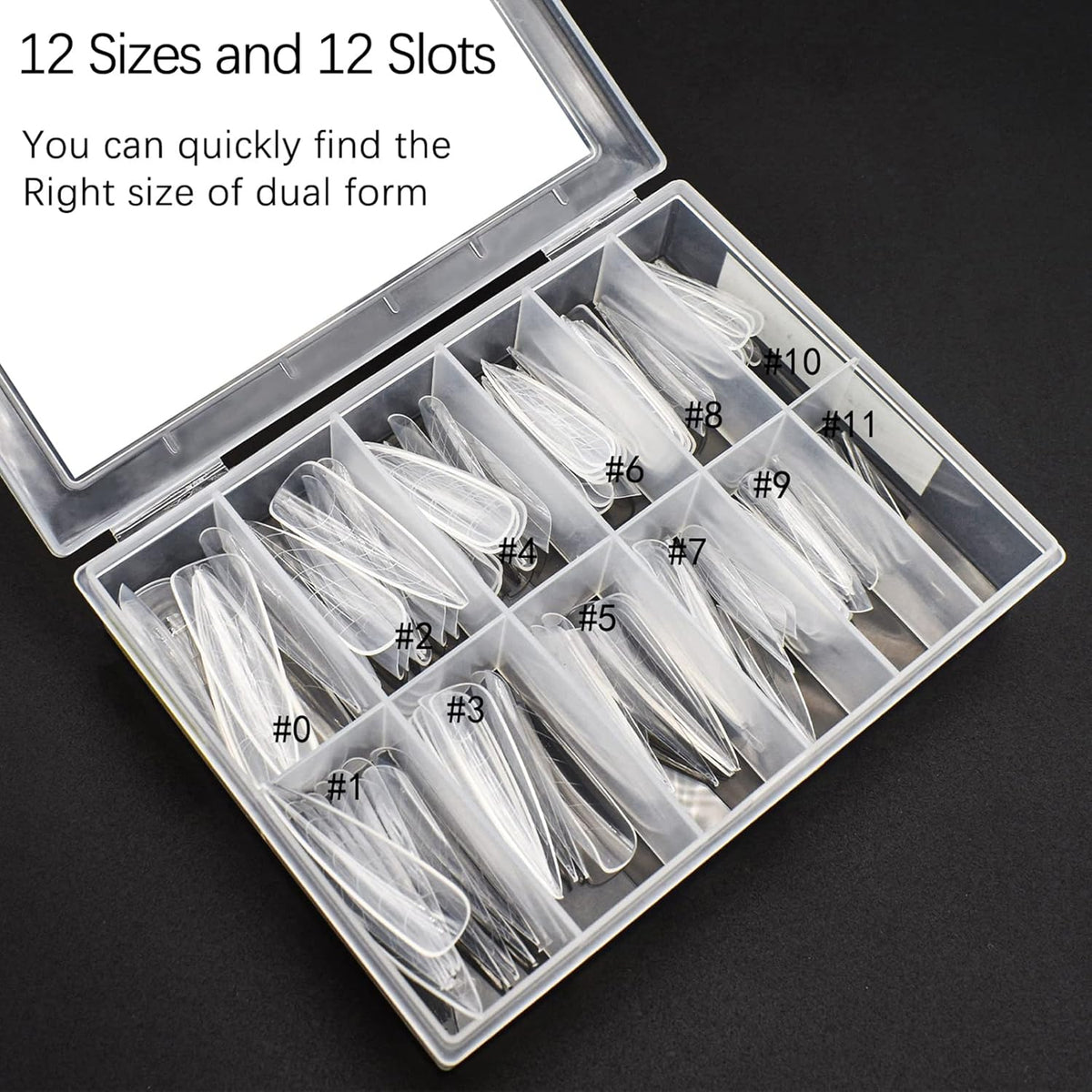 120Pcs Matte Dual Nail Forms,Long Almond Extension Poly Nail Gel Nail Forms Full Cover Nail Molds 12 Sizes for Solid Nail Gel Glue Nail Art Design Salon&DIY