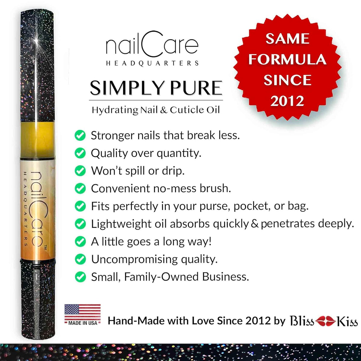 Nail Care Headquarters Simply Pure Cuticle Oil Pen for Nails - Nail Strengthener & Growth Serum for Damaged Nails, Hangnails w/Jojoba cuticle oil—Milk & Honey Fragrance