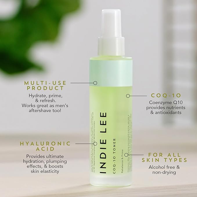 Indie Lee CoQ-10 Face Toner-Travel Size Refreshing, Hydrating Mist for All Skin Types - Hyaluronic Acid, Aloe + Chamomile - Alcohol + Essential Oil-Free Facial Toner-TSA Approved Travel Skincare(30ml)
