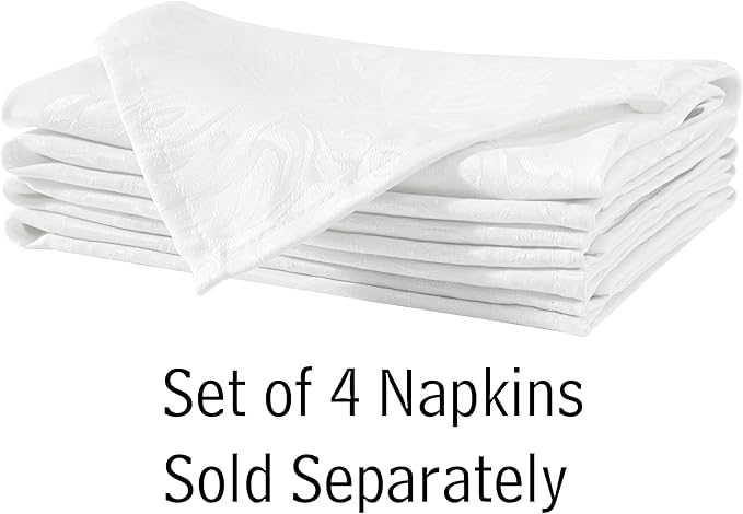 Newbridge Barcelona Luxury Damask Fabric Tablecloth, 70” Extra Wide x 108” Rectangle, White, 100% Polyester, No Iron, Soil Resistant Dining Room, Party and Banquet Table Cover